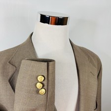 Stafford 46R Blazer Worsted Wool Blend Beige Gold Two Button Lined Vented