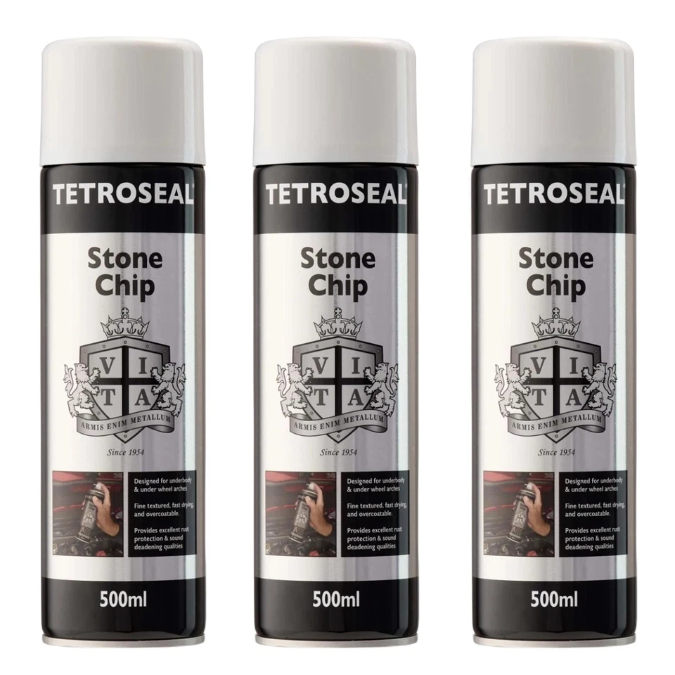 3x Tetrosyl Stonechip Stone Chip Underseal Protector Aerosol White 500ml SCS502