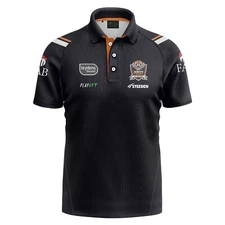 Wests Tigers Players Media Polo Shirt Size Small - Medium Black NRL Steeden 24