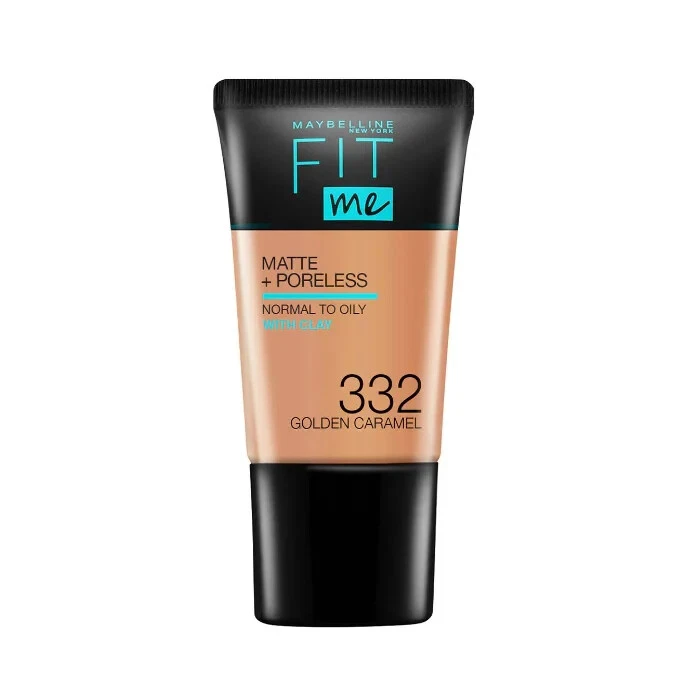 MAYBELLINE NEW YORK Maybelline Fit Me Matte & Poreless Foundation, 18 ml - 332 Golden Caramel