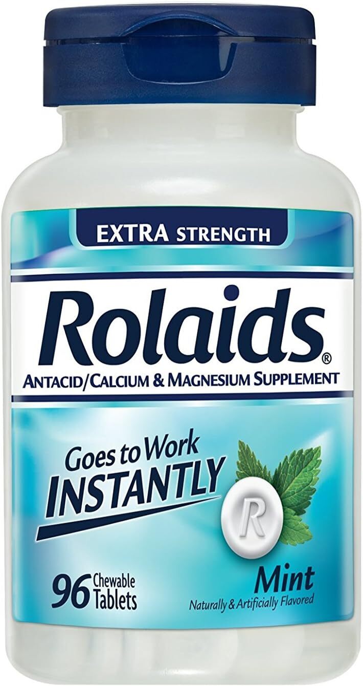 Rolaids Extra Strength Antacid, 96 Chewable Tablets, Mint Flavor, Extra Strength