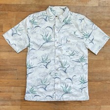 Vintage Mens Hawaiian Shirt Size Small/Medium 90s Floral Leaf Print Cotton/Rayon