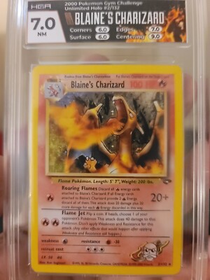 Pokémon Blaine's Charizard Gym Challenge Holo Unlimited Corrected Version Swirl