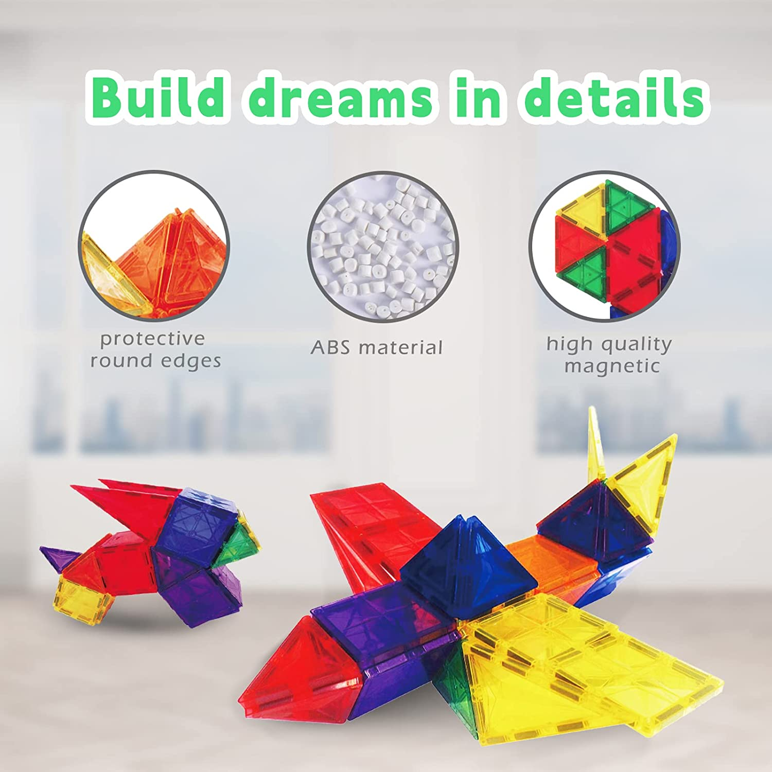 120Pcs Tiles, Magnatiles Building Blocks, Kids Montessori Toys