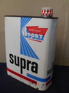 BIDON ANCIEN HUILE GARAGE " HUILES RENAULT SPECIALE SPORT SUPRA " ANNÉES 50