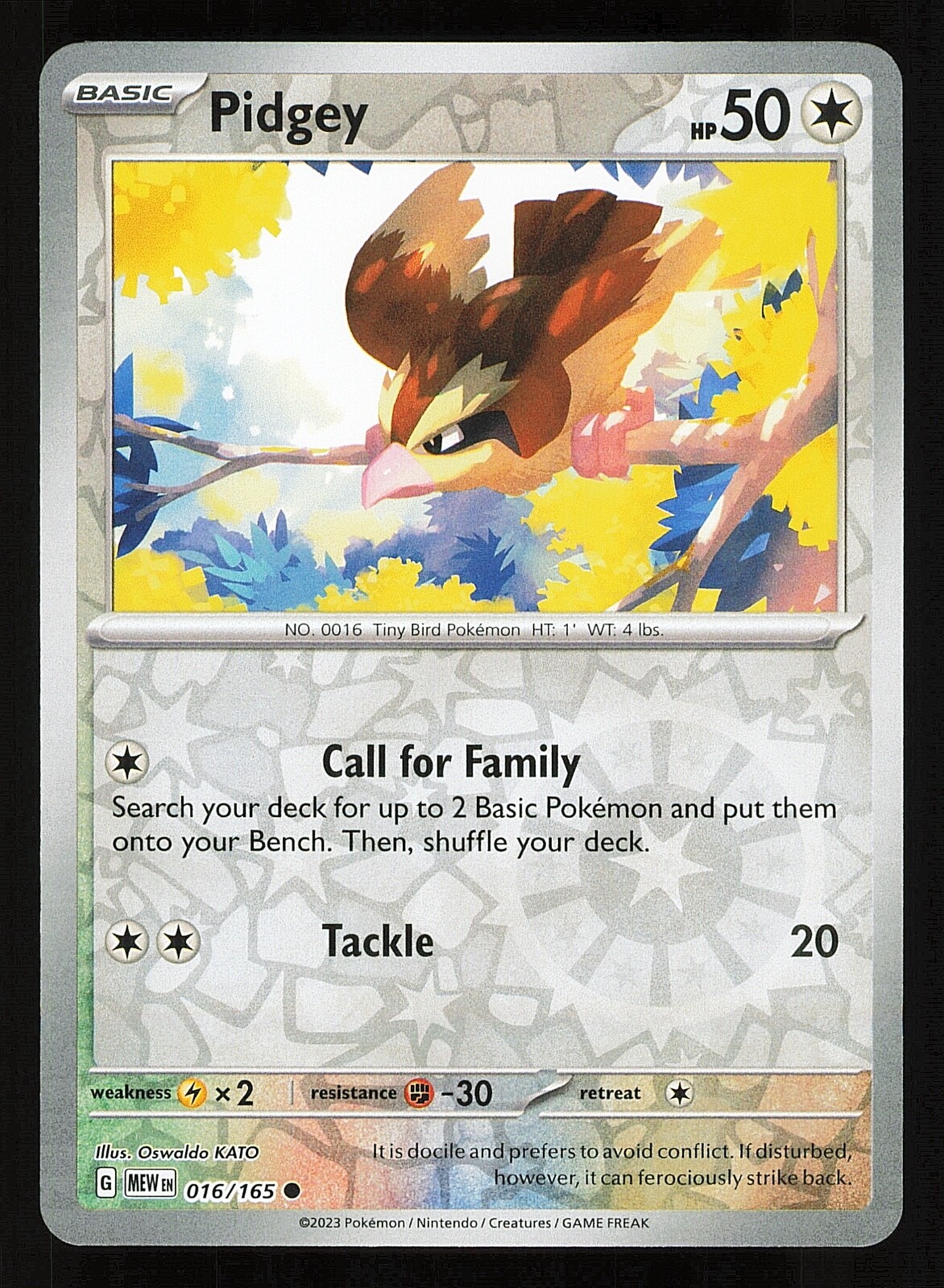 Pidgey 016/165 Reverse Holo Near Mint Pokemon TCG Scarlet & Violet 151