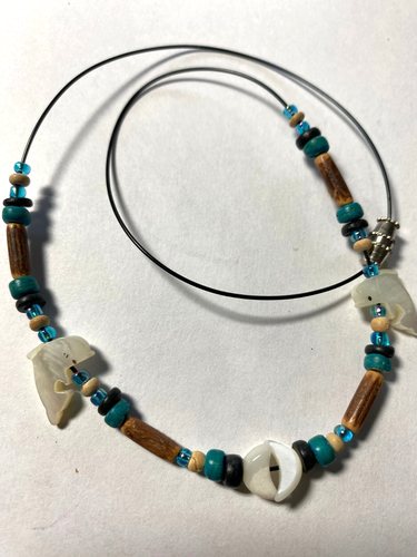 Unisex Surfer Coconut Shell Wood Bead Choker necklace 17" to 18" - Picture 56 of 64