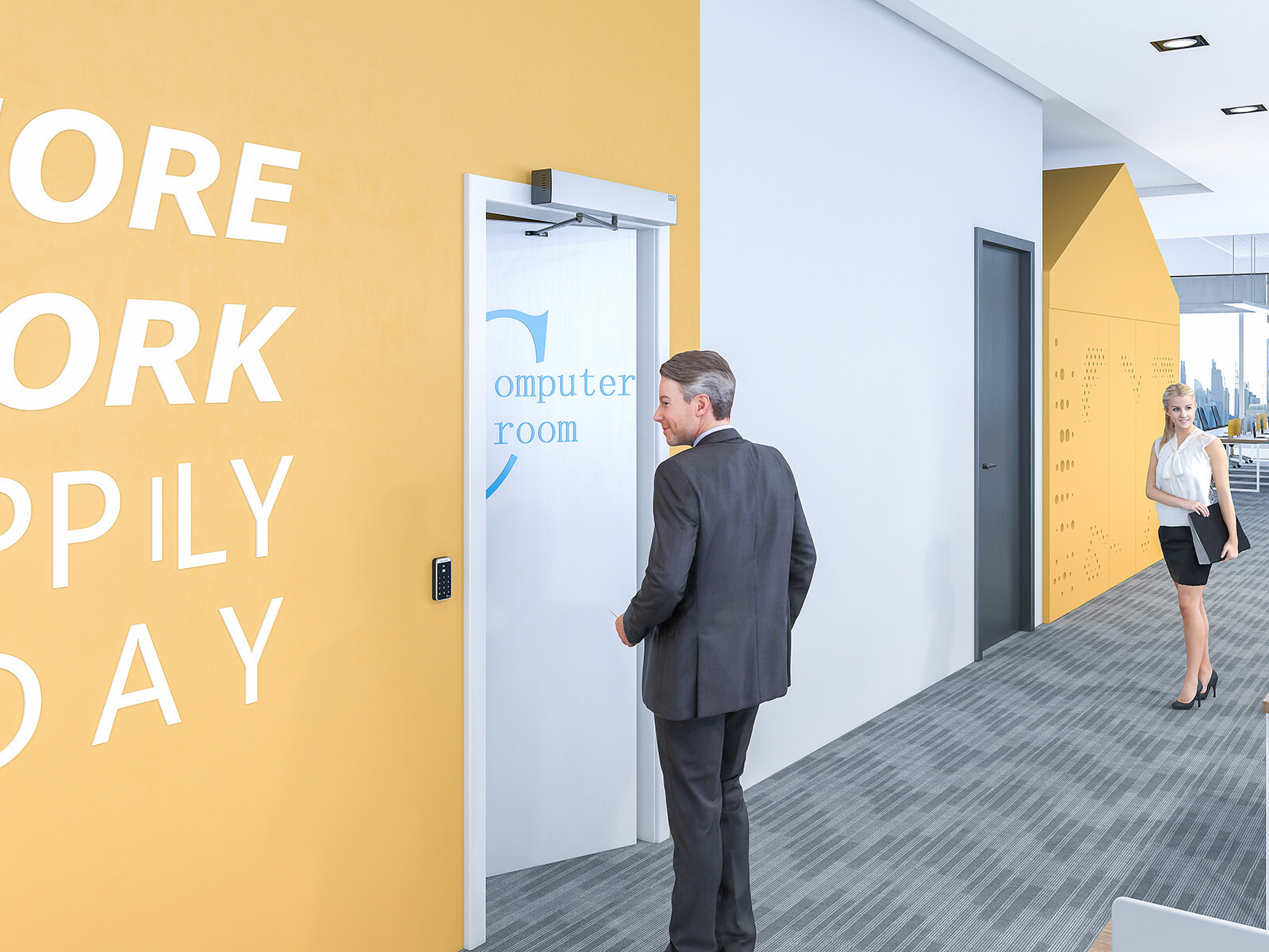 Automatic Door Opener with wireless Access Keypad and Touchless Switch and Lock