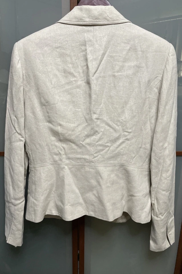 Cache 象牙色 米色 女式 针织 亚麻内衬 运动外套 开衫 夹克 尺码 10 — 第 2/4 张图片