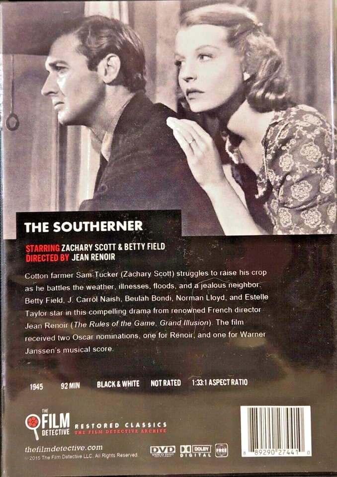 THE SOUTHERNER - Zachary Scott, J. Carrol Naish, Betty Field, Beulah Bondi - DVD - Image 2 of 2