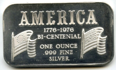 PURE SILVER(純銀)シルバー記念品　専用ケース付き126g➖おまけ付➖ America Bicentennial 1776 - 1976 Flags 999 Silver 1 oz Ingot Medal