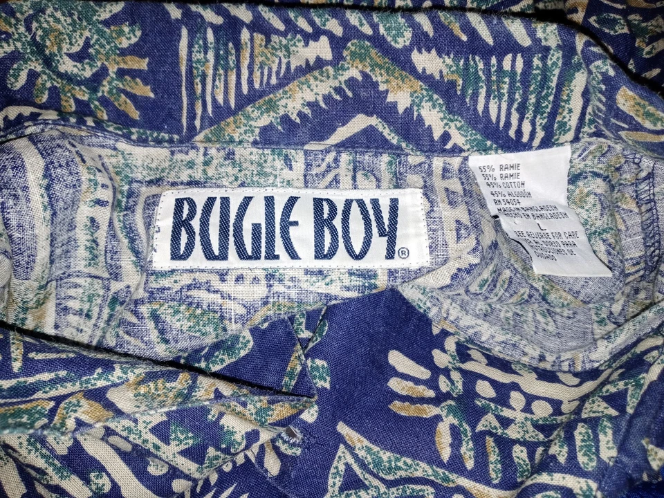 Camisa Vintage Para Hombre Retro Años 90 Bugle Boy Grande Para Hombre Botón Delantero Geométrica XL  Foto 3 de 3