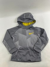 Nike Dri-Fit Jacket Boy's Size 6 Medium Gray Pullover Mock Neck Hoody Logo Print