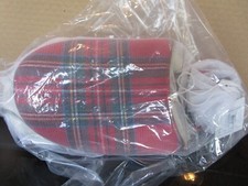 Pottery Barn Stewart Plaid Yarn Dye Flannel Slippers large red Christmas New