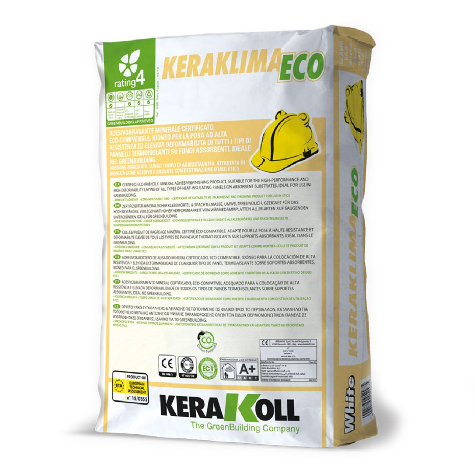 Kerakoll KERAKLIMA ECO adesivo rasante pannelli isolanti cappotto 25 KG bianco