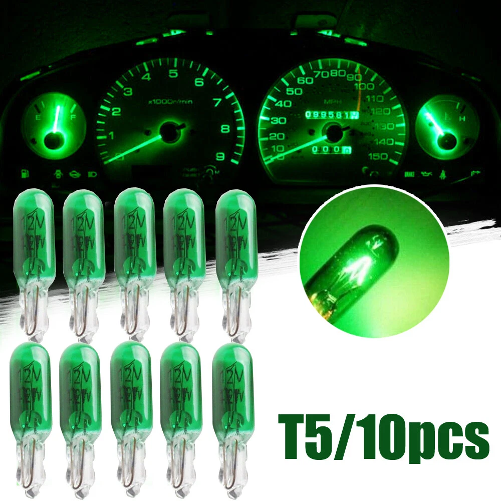 10 Green W2W T5 Car Dashboard Light Panel Gauge Halogen Lamp Bulbs Accessories