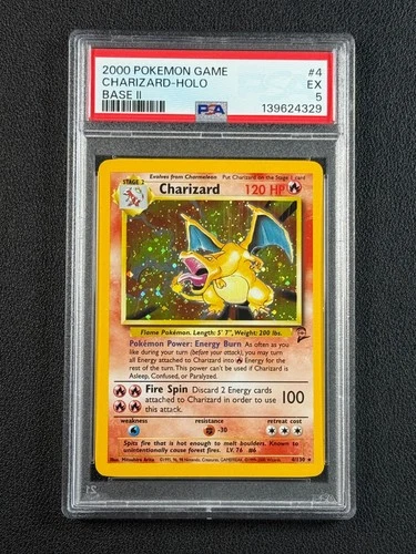 CHARIZARD HOLO PSA 5 2000 POKEMON BASE SET 2 II HOLO ENGLISH #4/130 #4 RARE 4329