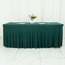 6 ft HUNTER GREEN Wavy Rectangular Fitted Tablecloth Premium Spandex TABLE