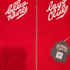 Billionaire Boys Club Red Full Zip Cotton Knit Sweatshirt Embroidered Logo Men