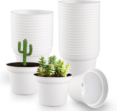60 Pack 3 Inch White Nursery Pots - Plastic Seedling, Seed Starter, Germination
