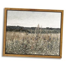 Framed Canvas Wall Art, Meadow with Flowers Painting, 10L" x 8W" Champ Fleuri