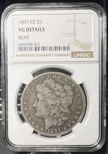 1891 -CC Morgan  Dollar  NGC  VG Details BENT.