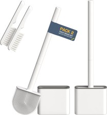 2 Pack Silicone Toilet Brushes Holders Includes 2 Crevice Brushes for