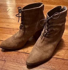 Matisse Chestnut Brown Leather Tie Front Zip Back Back Booties Size 7.5