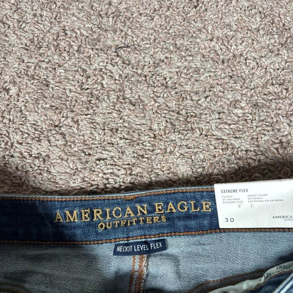 American Eagle Mens Denim Shorts Cutoff At Knee Extreme Flex Size 30 Distressed - Image 4 of 4