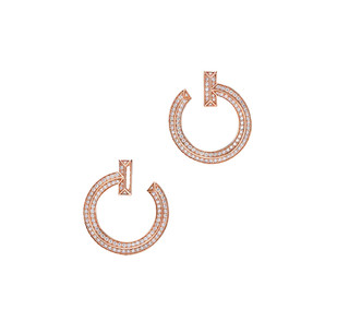 Pendientes de aro abiertos Tiffany & Co. T oro rosa de 18 k pavé de diamantes