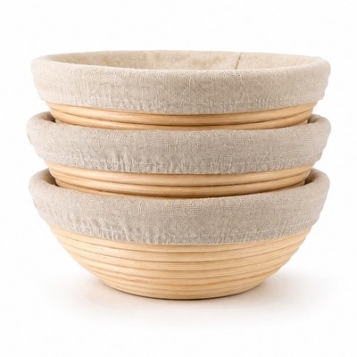 10  Round Banneton Bread Proofing Basket w/ Linen Liner Sourdough Dough Bowl