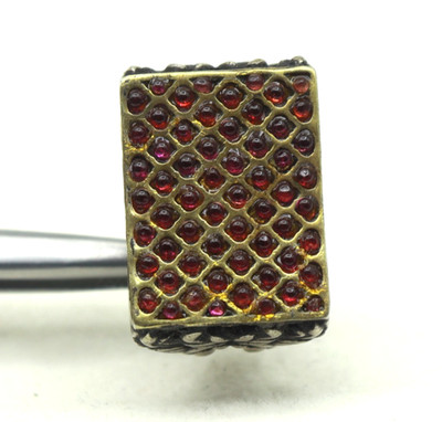 Vintage Sterling Silver Ring SZ 9.5 US Real Gold Inlay & Garnet Stone Jewelry