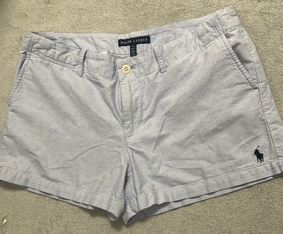 Polo Ralph Lauren Womens Oxford Shorts Light Blue Cotton Chino Size 8 Classic