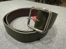 Image of Diesel B-illy II Leather belt with All-Over Debossed Logo Dark Green 90cm/36inch