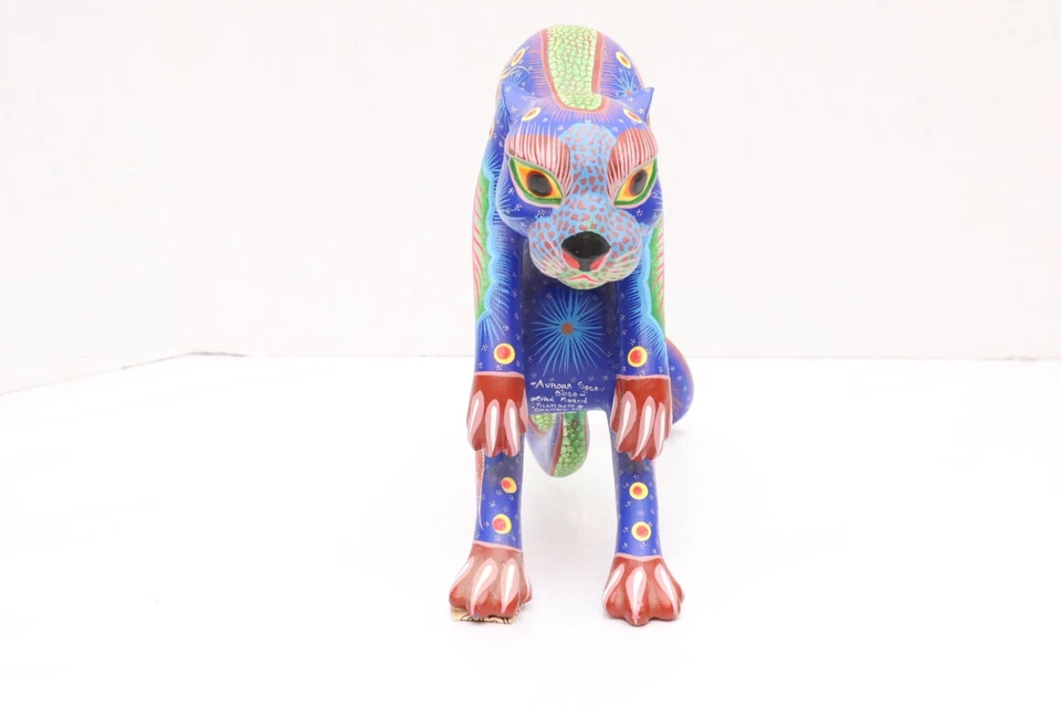 Large Fine Jaguar - Oaxacan Alebrije Wood Carving Folk Art Leopard Cat 11.25" - Image 3 of 4