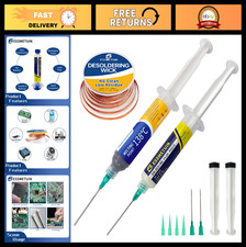 Lead-Free Solder Paste 30g, No Clean Flux 10cc Solder Wick for SMD/SMT Repair