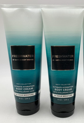 Bath & Body Works Mens Freshwater Ultimate Hydration Body Cream 8 oz S/2 #908T
