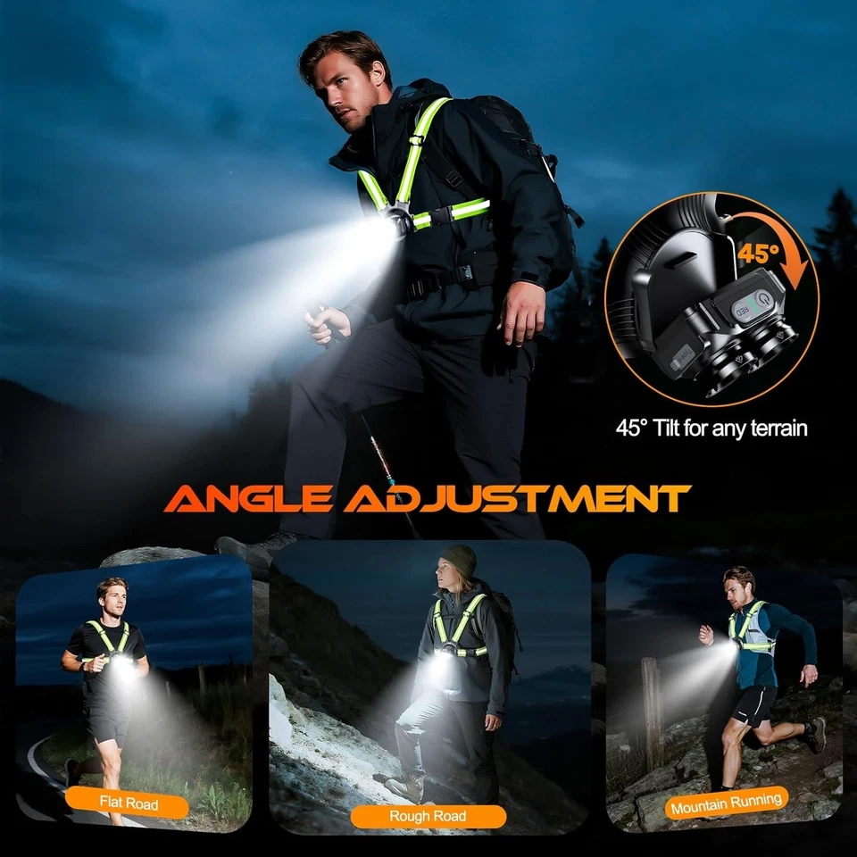 Luces de Correr 500LM Alta Visibilidad para Corredores, Viga Ajustable 45° y Ref 360° Foto 4 de 4