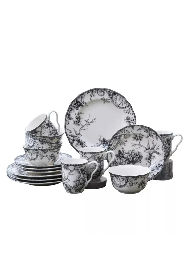 Juego de vajilla Adelaida de porcelana de 16 piezas negro - 222 quinto Foto 3 de 4