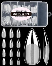 Soft Gel Nail Tips 120PCS Pre Buff Full Cover Shaped Nail Medium Stiletto