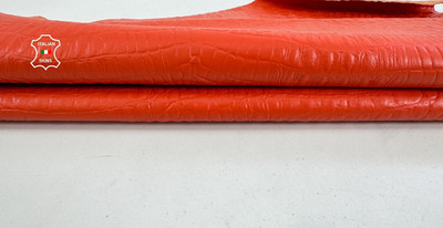 ORANGE KROKODIL ALLIGATOR GEPRÄGT auf Rinder-/Ziegenleder 6sqf 1,2 mm Z550