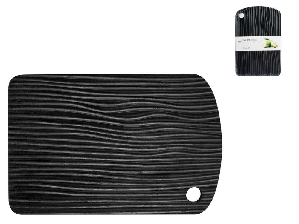 H&H Bamboo Black Cutting Board, 34X22X0.75In