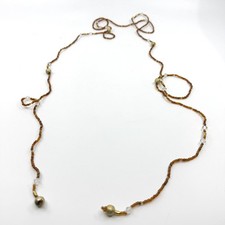 Boho Beaded Eyeglass Chain Holder with Brown Gold Accents - Minimalist Gift
