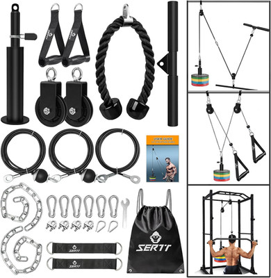 Weight Cable Pulley System Gym, Upgraded Cable Pulley Attachments for LAT Pull D
