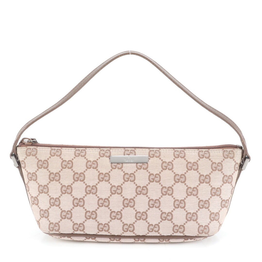 Gucci GG Canvas Accessory Pouch Leather Handle Used, 21x11cm Bag