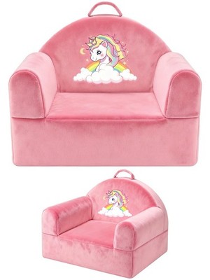 Kids Sofa Chair with Removable Washable Cover & Magic-Tape Backrest Toddler C...