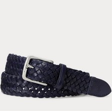 Polo Ralph Lauren Men's Braided Vachetta Leather Belt - Newport Navy 42/105