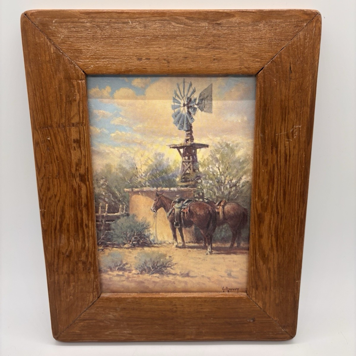 G. Harvey Gerald Harvey Jones Framed Print Windmill Horses Country