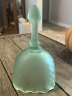 FENTON Vintage Satin Emerald Green Diamond Optic Willow Mist 6.5” Glass Bell