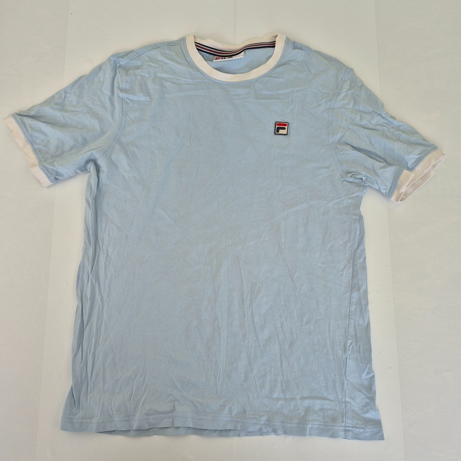 FILA T shirt grande blu uomo logo ricamato 100% cotone